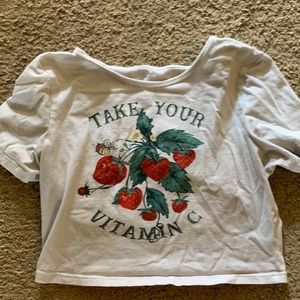 Cute take your vitamin C T-shirt with strawberries on it color white